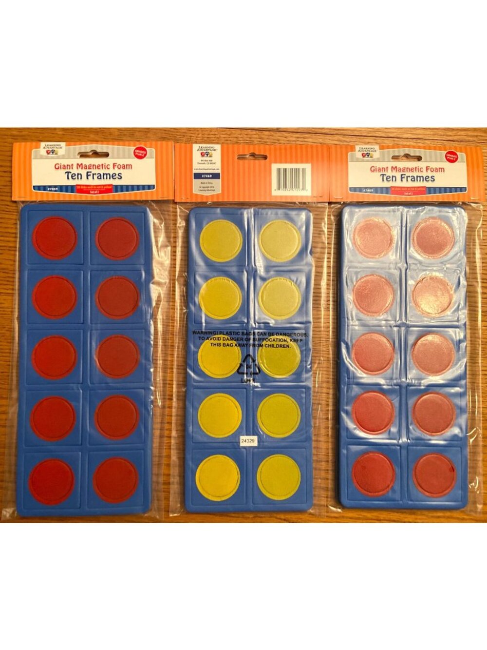 Giant Magnetic Foam Ten Frames Set Of 3 Math Learning Tool 6 total pcs